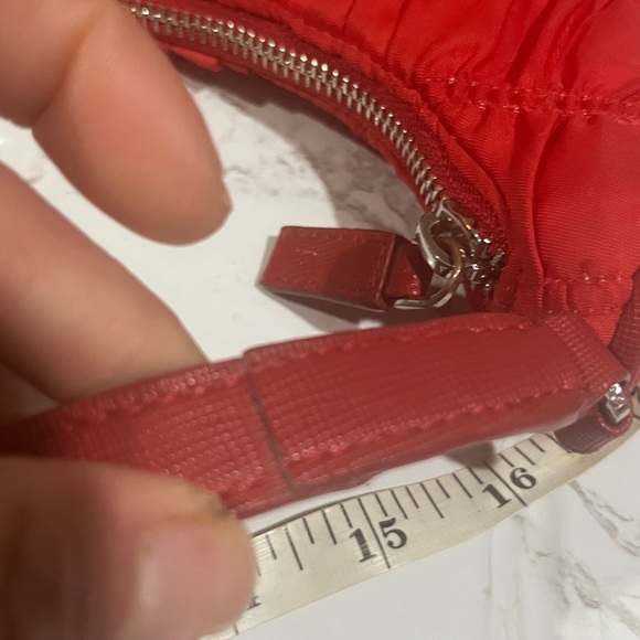 Prada Red Ruched Nylon Shoulder Bag - Picture 5 of 11